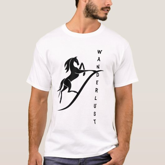 Elegantes Pferdedesign "Wanderlust" T-Shirt (Vorderseite)