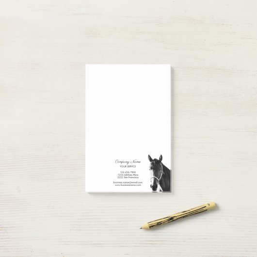 Elegantes Pferdekopf BW Personalisiertes Geschäft Post-it Klebezettel (Auf Schreibtisch)