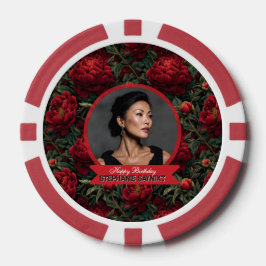 Elegantes Pfingstrosen-Blumen-Themen-Geburtstagsfe Pokerchips