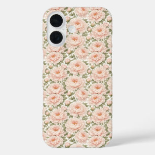 Elegantes Pfingstrosen-Blumenmuster iPhone 16 Hülle