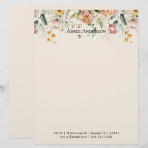 Elegantes Pfingstrosen-Hortensien-Blumenmuster-Rah Briefbogen