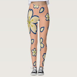 Elegantes Pfirsich-Kimono – Traditionelles Japanis Leggings