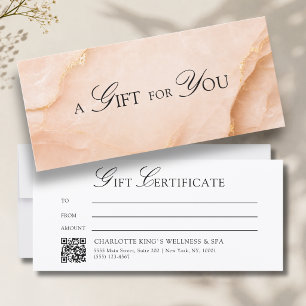 Elegantes Pfirsich-Marmor-QR-Code-Geschenkgutschei