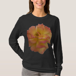 Elegantes Pfirsich- und Gelbe Rosen-Damen-Langarms T-Shirt