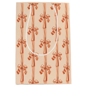 Elegantes Pfirsich-Unechtes Satin-Schleifenband Mittlere Geschenktüte