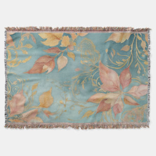 Elegantes Pfirsichblatt-Cozy Cyan-Blush-Blumenmust Decke