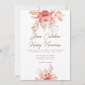 Elegantes Pfirsichfarben Rose Blätter Hochzeit Einladung (Vorderseite)