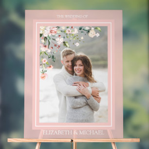 Elegantes pfirsichfarbenes Foto Hochzeit der Blume Acrylschild
