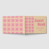 Elegantes pfirsichfarbenes und rosa einfaches Gäst Gästebuch (Voll)