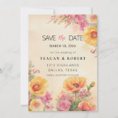 Elegantes pfirsichfarbenes und rosafarbenes Wasser Save The Date (Vorderseite)