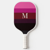 Elegantes Pflaumen-Fuchsien-Farbenblock-Monogramm Pickleball Schläger (Vorderseite)