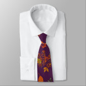 Elegantes Pflaumen-Herbst-Blumen-Botanik-Muster  Krawatte (Gebunden)