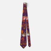 Elegantes Pflaumen-Herbst-Blumen-Botanik-Muster  Krawatte (Vorderseite)