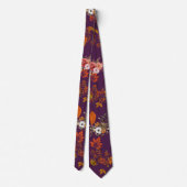 Elegantes Pflaumen-Herbst-Blumen-Botanik-Muster  Krawatte (Rückseite)