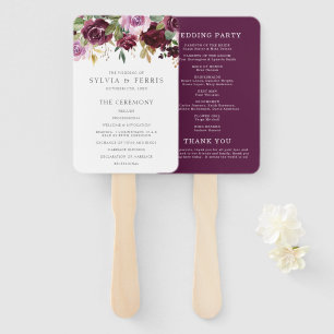 Elegantes Pflaumen-Lila-Blumen-Hochzeitsprogramm Fächer