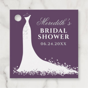 Elegantes Pflaumen-Silber-Hochzeitskleid-Brautpart Geschenkanhänger