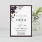 Elegantes Pflaumenbild Lila Wasserfarbschrift Einladung (Stehend Vorderseite)
