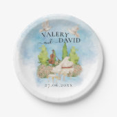 Elegantes Piano | Geige Blume taucht Hochzeit Luxu Pappteller (Vorderseite)