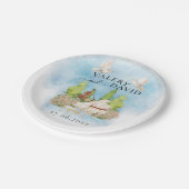 Elegantes Piano | Geige Blume taucht Hochzeit Luxu Pappteller (Schrägansicht)