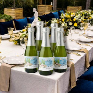 Elegantes Piano   Geige Blume taucht Hochzeit Luxu Schaumweinetikett