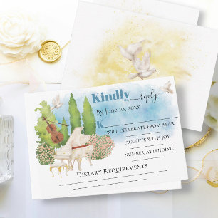 Elegantes Piano Violin Blume taubt Hochzeitsrampe Karte
