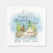 Elegantes Piano Violin Tauben Blume Brautparty Serviette (Vorderseite)