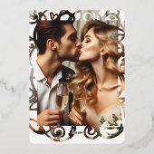 Elegantes Pic Wedding Anniversary Vow Renewal Part Folieneinladung (Rückseite)