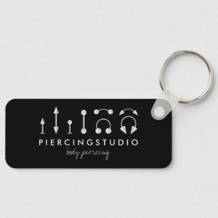 Elegantes Piercing-Tattoo-Studio Schwarz Schlüsselanhänger