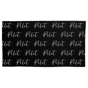 Elegantes Pilot Pinselschrift Typografie Kissenbezug