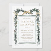 Elegantes Pine Branch Rahmen Weihnachts-Brautparty Einladung (Vorderseite)