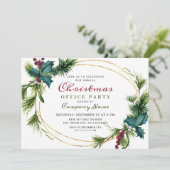Elegantes Pine Christmas Holiday OFFICE Party Einladung (Stehend Vorderseite)