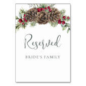 Elegantes Pine Cone Weihnachtszeichen vorbehalten Tischnummer (Rückseite)