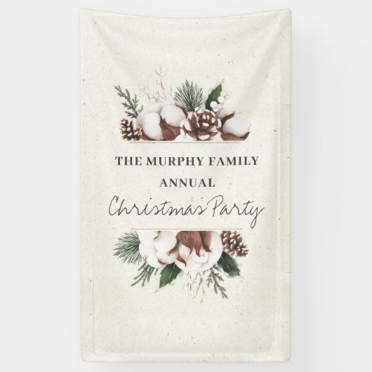 Elegantes Pine & Cotton Weihnachten Banner (Vertikal)