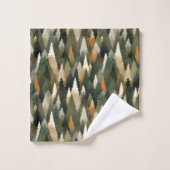 Elegantes Pine Forest Tree Muster Badhandtuch Set (Waschlappen)