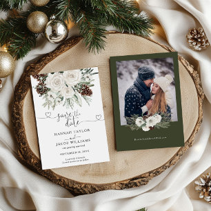 Elegantes Pine Foto Winterhochzeit Save The Date