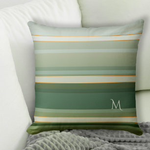 Elegantes Pine Green Striping Muster Monogram Pill Kissen
