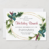 Elegantes Pine Holly Berry Weihnachtsfest Brunch Einladung (Vorderseite)