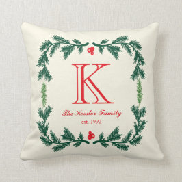 Elegantes Pine Monogram Holiday Throw Kissen