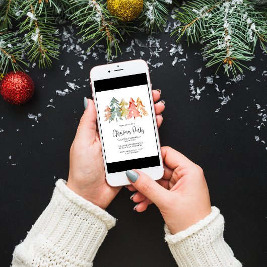 Elegantes Pine Tree Christmas Party Einladung