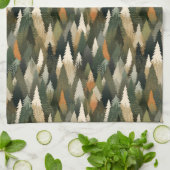 Elegantes Pine Tree Muster | Rustikaler Wald Geschirrtuch (Gefaltet)