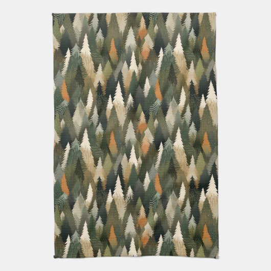 Elegantes Pine Tree Muster | Rustikaler Wald Geschirrtuch (Vertikal)