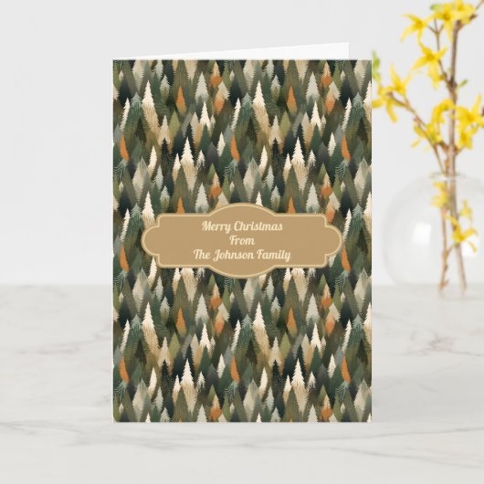 Elegantes Pine Tree Muster | Rustikaler Wald Karte (Gelbe Blume)