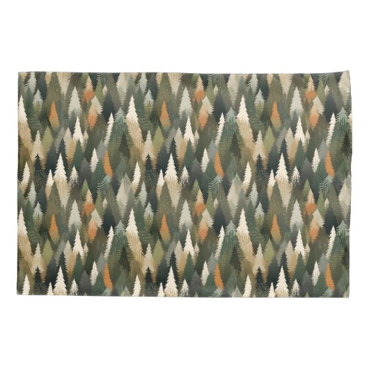 Elegantes Pine Tree Muster | Rustikaler Wald Kissenbezug (Rückseite)