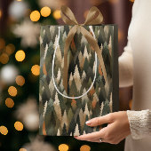 Elegantes Pine Tree Muster | Rustikaler Wald Mittlere Geschenktüte