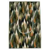 Elegantes Pine Tree Muster | Rustikaler Wald Mittlere Geschenktüte (Rückseite)