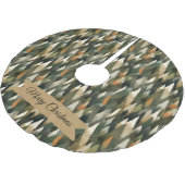 Elegantes Pine Tree Muster | Rustikaler Wald Polyester Weihnachtsbaumdecke (Schrägansicht)