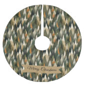 Elegantes Pine Tree Muster | Rustikaler Wald Polyester Weihnachtsbaumdecke (Vorderseite)