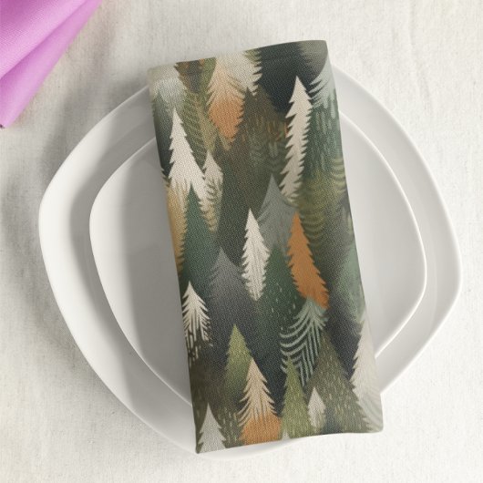 Elegantes Pine Tree Muster | Rustikaler Wald Polyester Weihnachtsbaumdecke