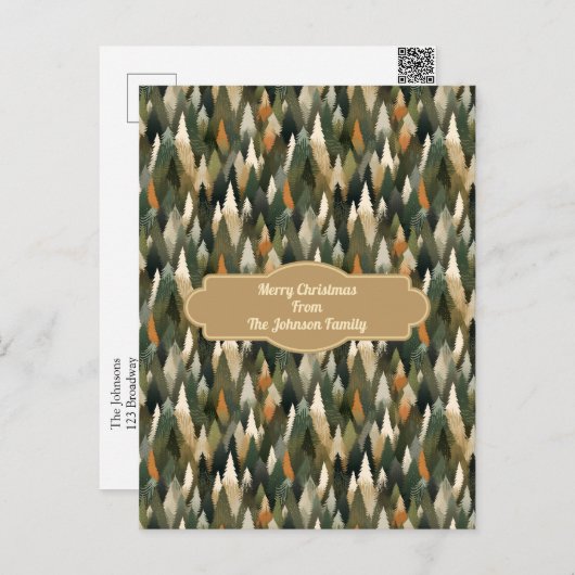 Elegantes Pine Tree Muster | Rustikaler Wald Postkarte (Vorne/Hinten)