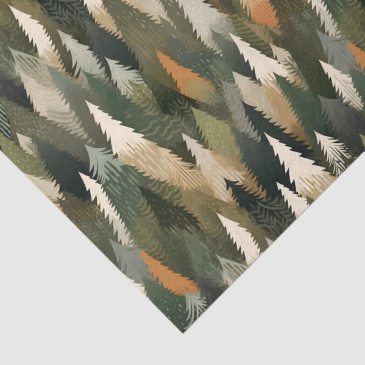 Elegantes Pine Tree Muster | Rustikaler Wald Seidenpapier (Detail)